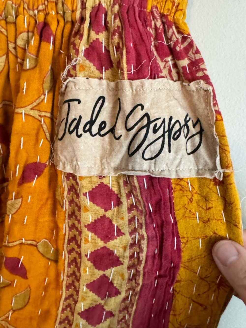 Jaded Gypsy Kantha Sunrise Ruffle Pants Quilted Patchwork Boho One Size - Picture 7 of 12